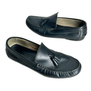 Sandro Moscoloni Shoes Mens 12 D Black Leather Loafers Tassels Moc Toe